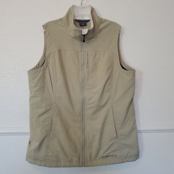 Exofficcio Women’s Fly Q Lite Vest Khaki Size L (12-14) Full Zip - Picture 1 of 16